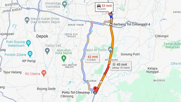 Peta TOL Bogor Jagorawi