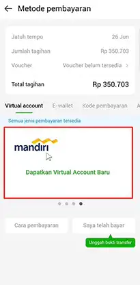 Pilih Virtual Account